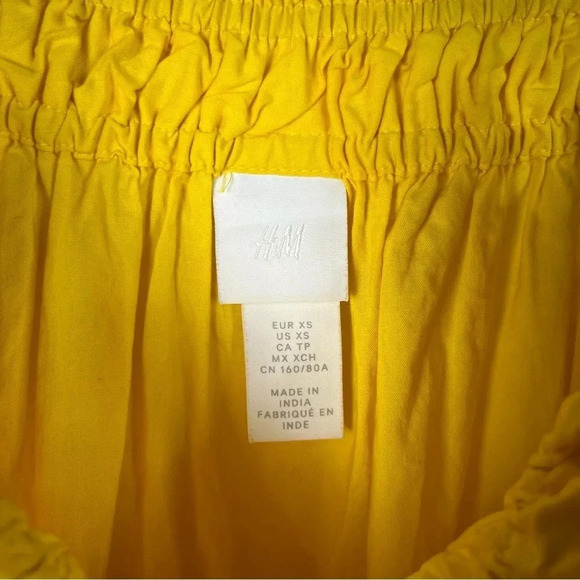 H&M Bright Yellow Smocked Poplin Mini Dress XS - Picture 4 of 4
